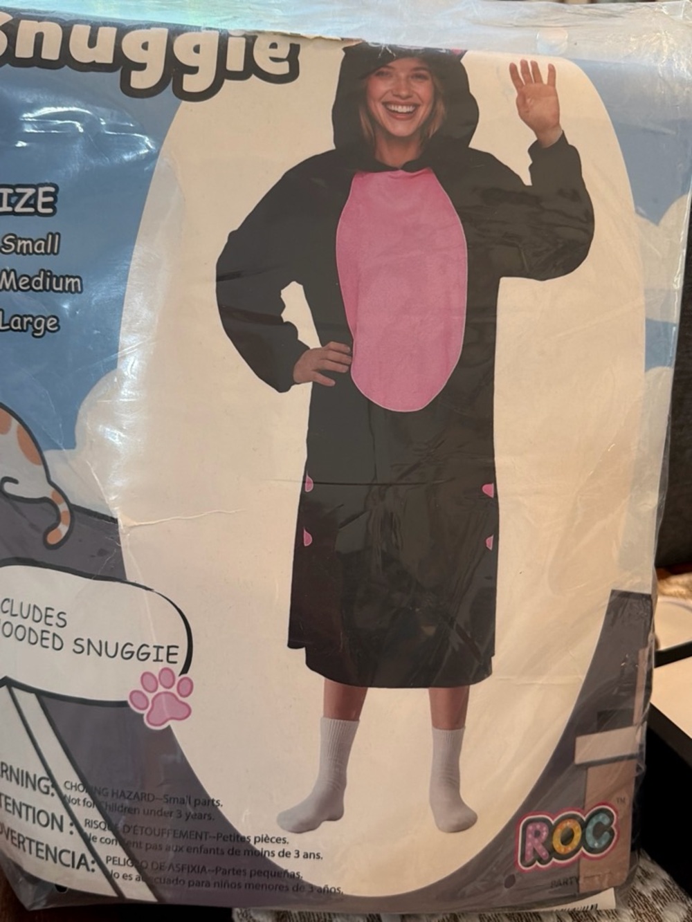 Women’s Black & Pink Cat Hooded Snuggie  Size Medium
